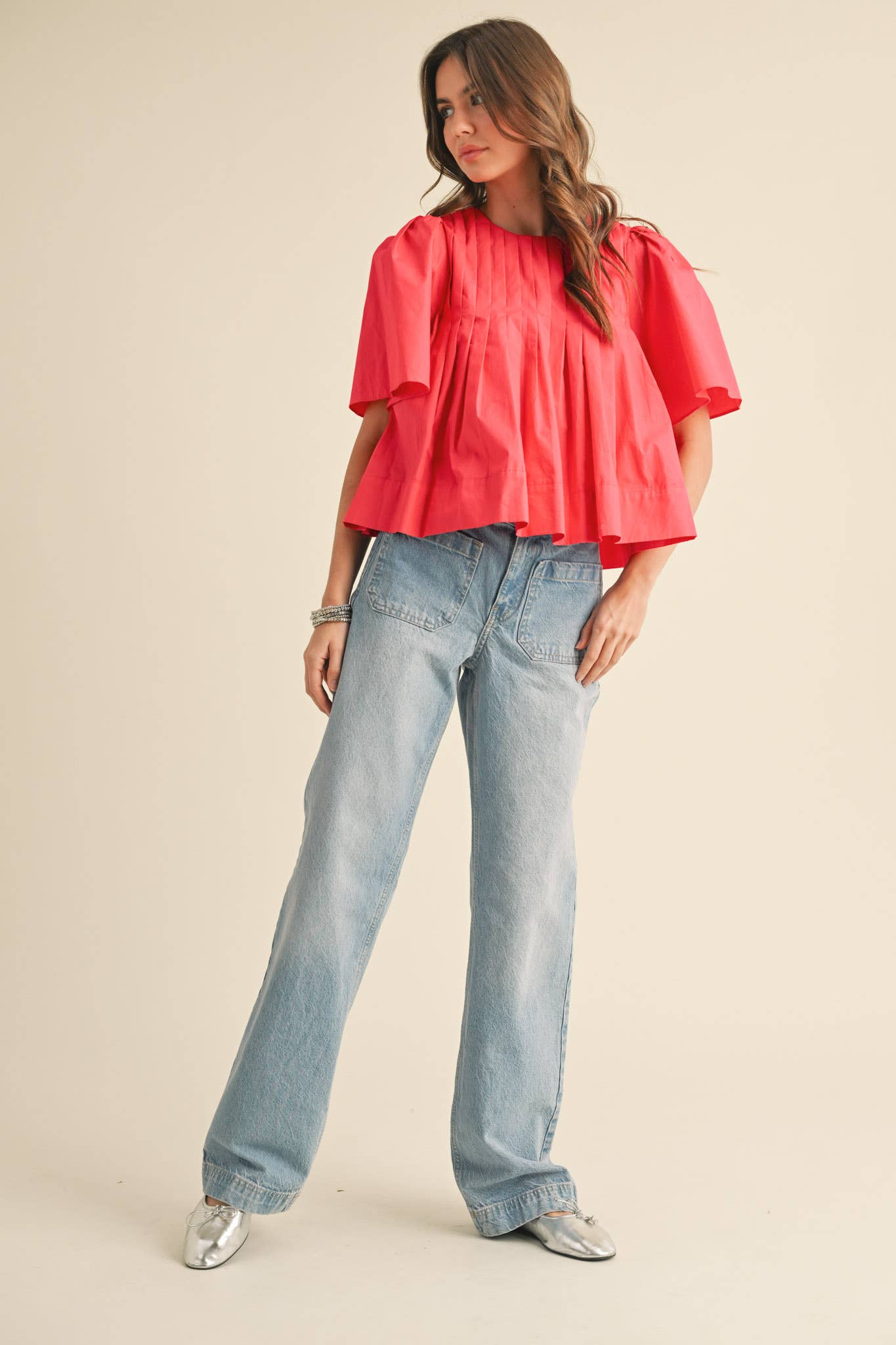 Pleated Baby Doll Top