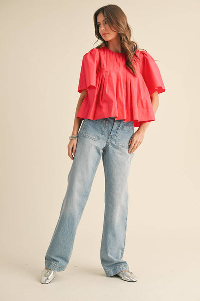 Pleated Baby Doll Top