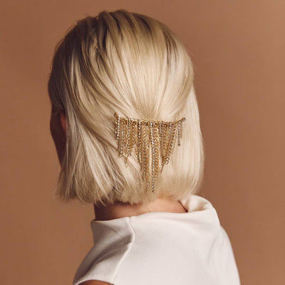 Tassel Hair Clip with Rhinestone Chains