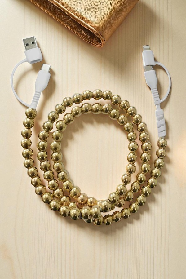 Gold Beaded Cord Phone Charger
