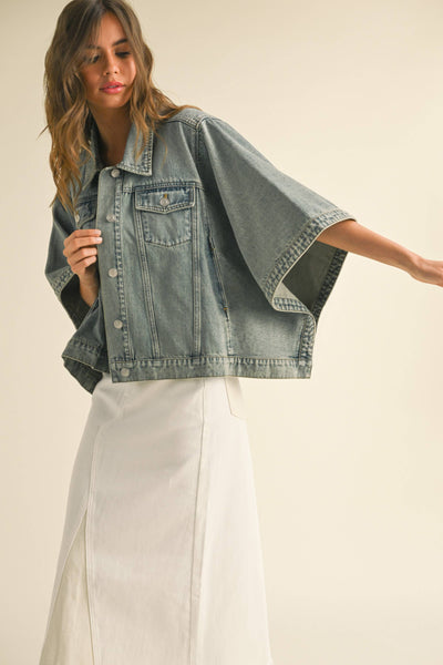 Denim Cape Jacket