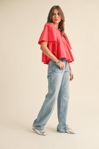 Pleated Baby Doll Top