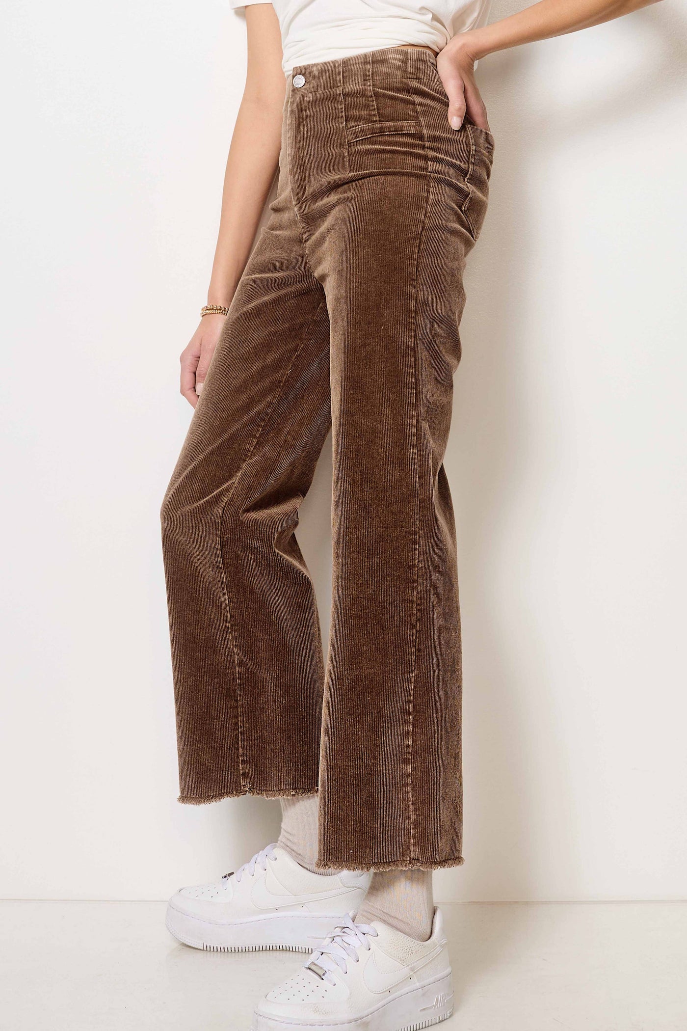 Mineral Washed High Waisted Wide Leg Corduroy Pants