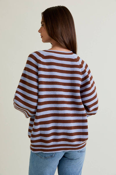 Raglan Striped Sweater Cardigan