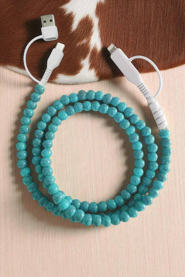 Turquoise Beaded Cord Phone Charger