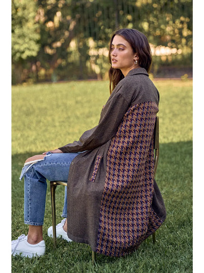 Houndstooth Midi Shacket