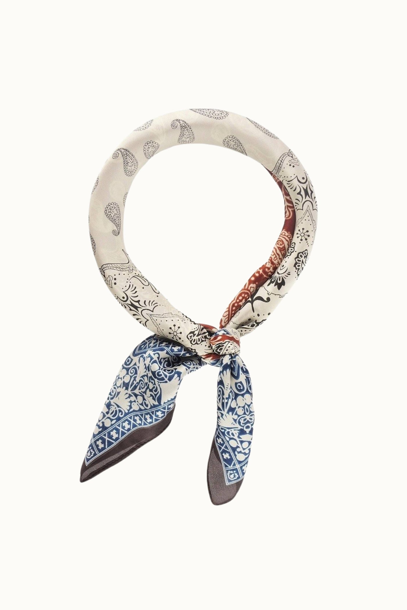 So Silky Satin Neckerchief Scarf - Rust Paisley