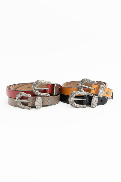 Western Style Skinny Leather Belt