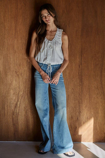 Lace Trim Button Down Tank