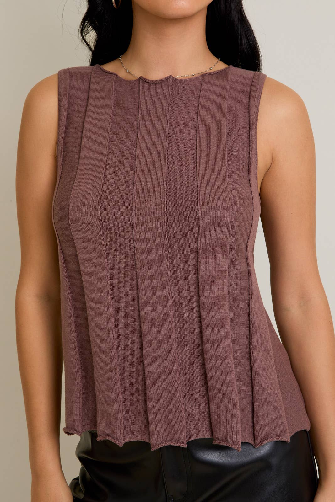 Flare Ribbed Sleeveless Sweater