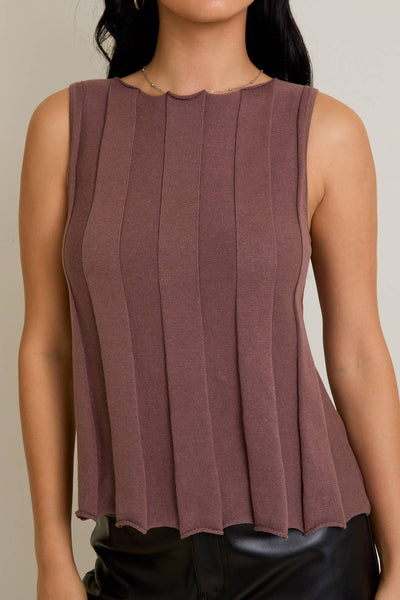 Flare Ribbed Sleeveless Sweater