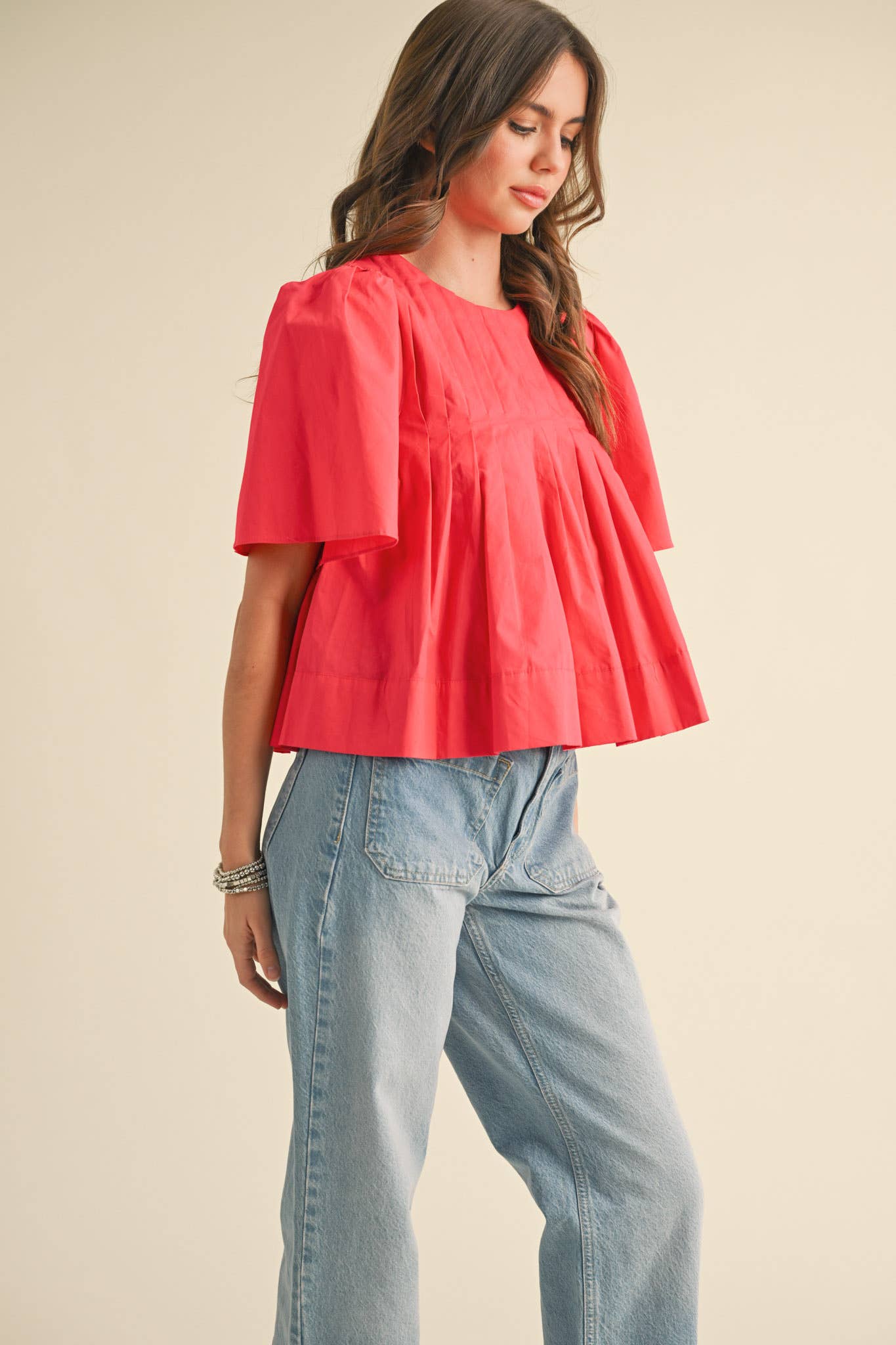Pleated Baby Doll Top
