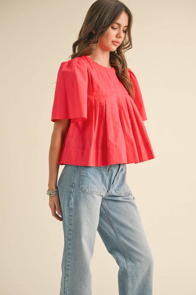 Pleated Baby Doll Top