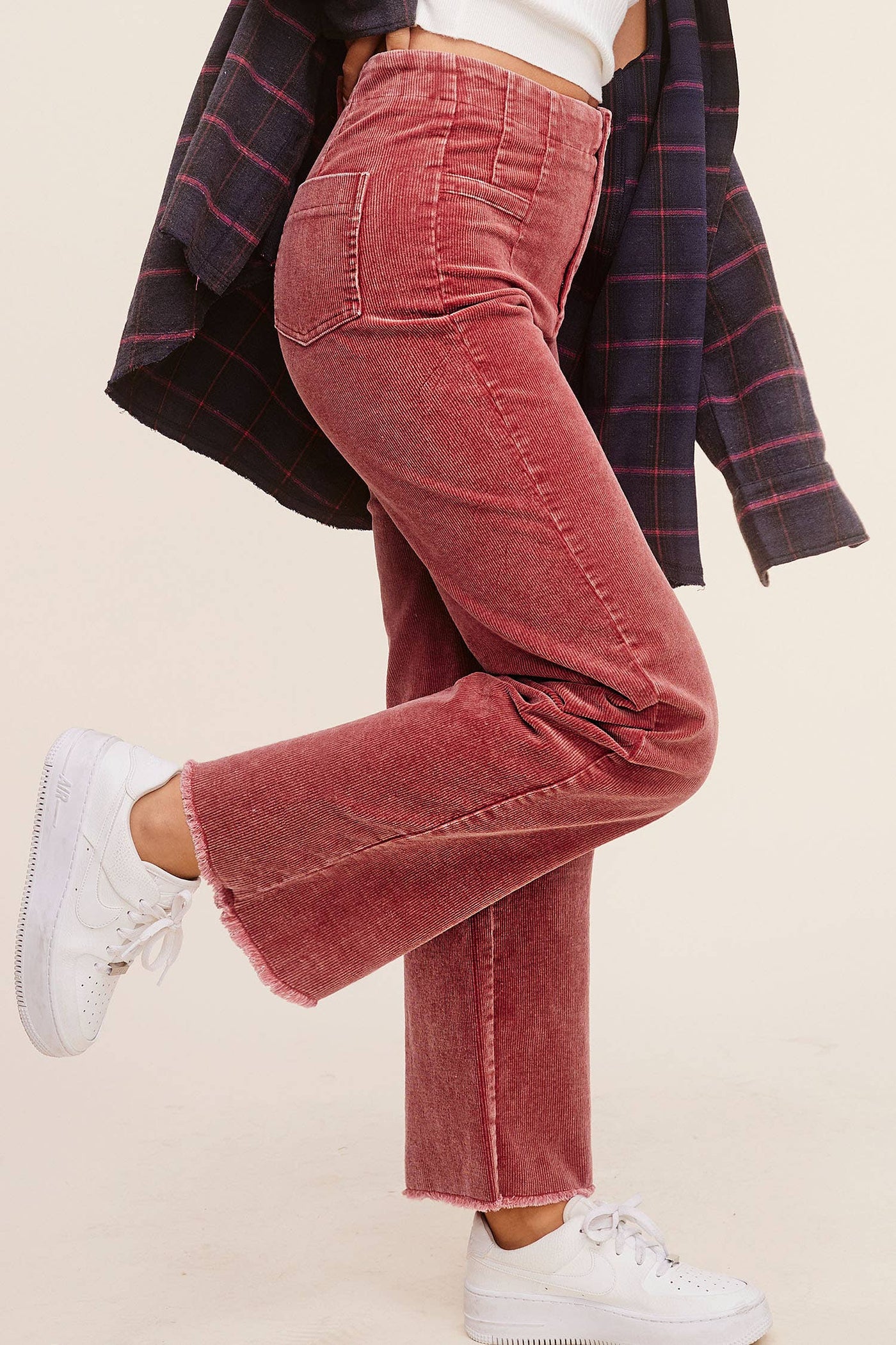 Mineral Washed High Waisted Wide Leg Corduroy Pants