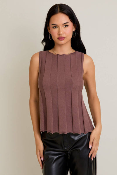 Flare Ribbed Sleeveless Sweater
