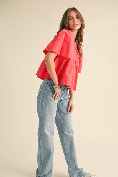 Pleated Baby Doll Top
