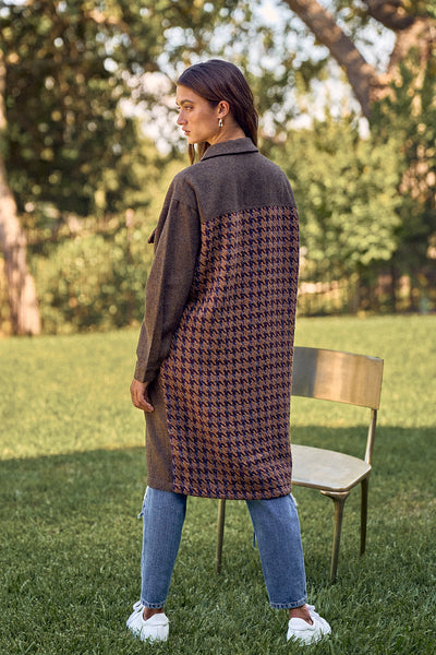 Houndstooth Midi Shacket