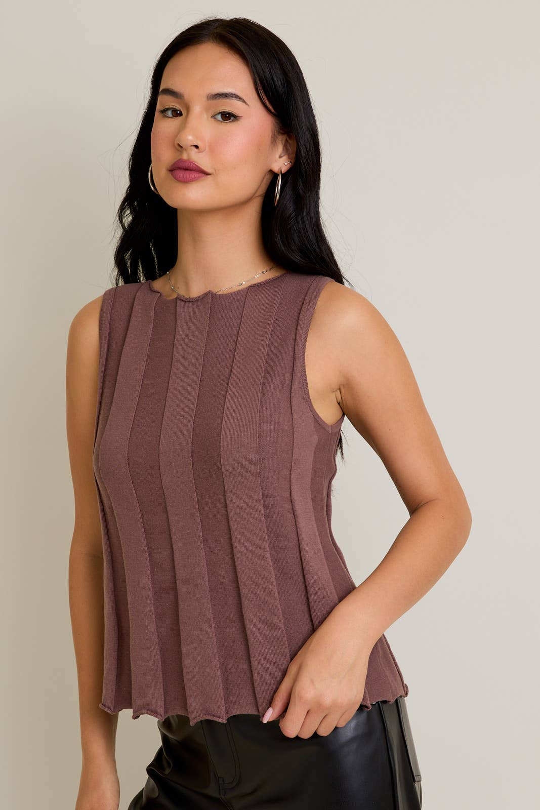 Flare Ribbed Sleeveless Sweater