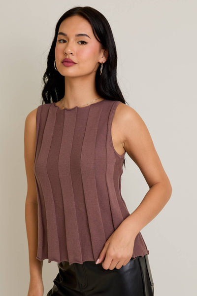Flare Ribbed Sleeveless Sweater