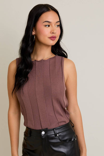 Flare Ribbed Sleeveless Sweater