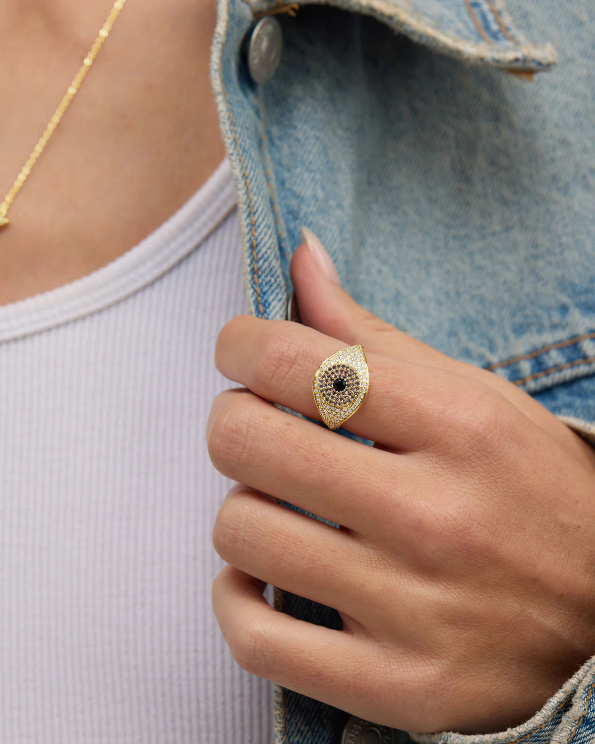 Black Evil Eye Ring | Melinda Maria