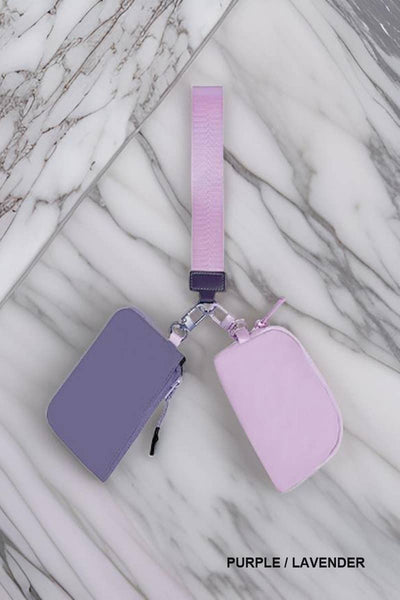 Dual Pouch Wristlet Keychain Wallet
