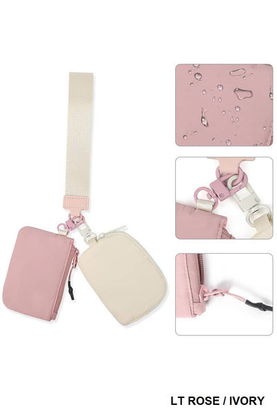 Dual Pouch Wristlet Keychain Wallet