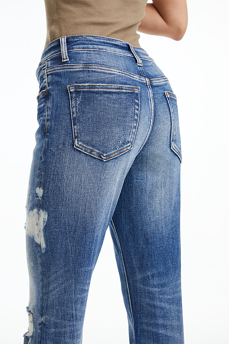High Rise Painted Mom Jeans | Bayeas