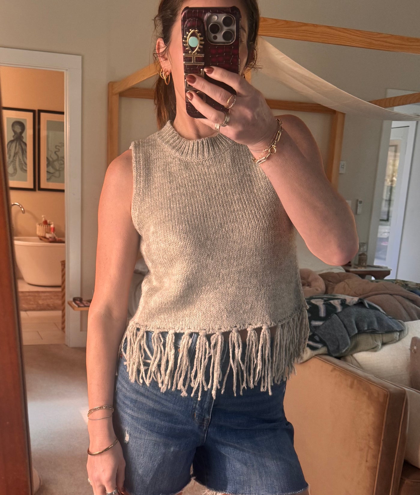 Fringe Bottom Sweater Vest