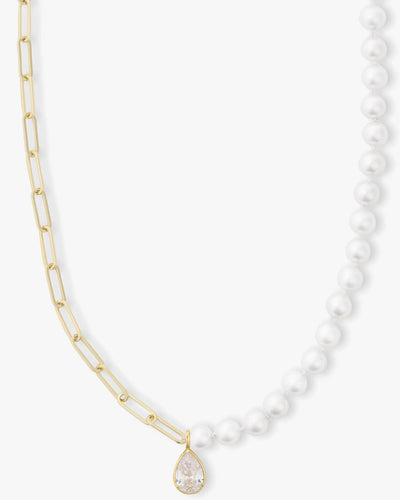 Samantha Half Chain Pearl Necklace | Melinda Maria