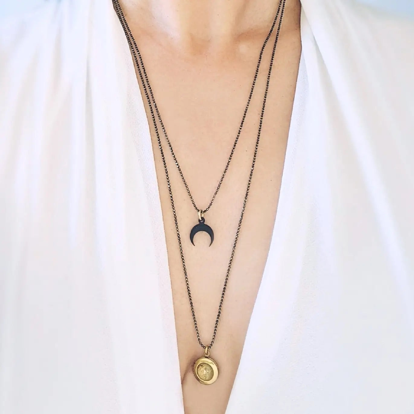 Rising Moon Locket Wrap Necklace