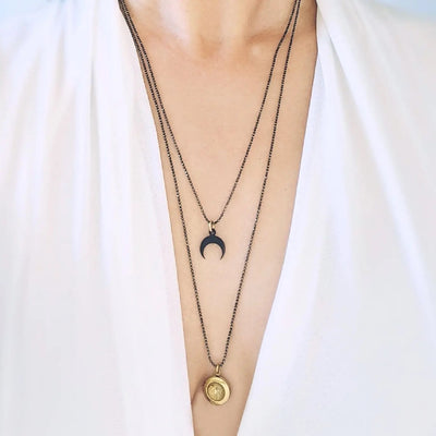 Rising Moon Locket Wrap Necklace