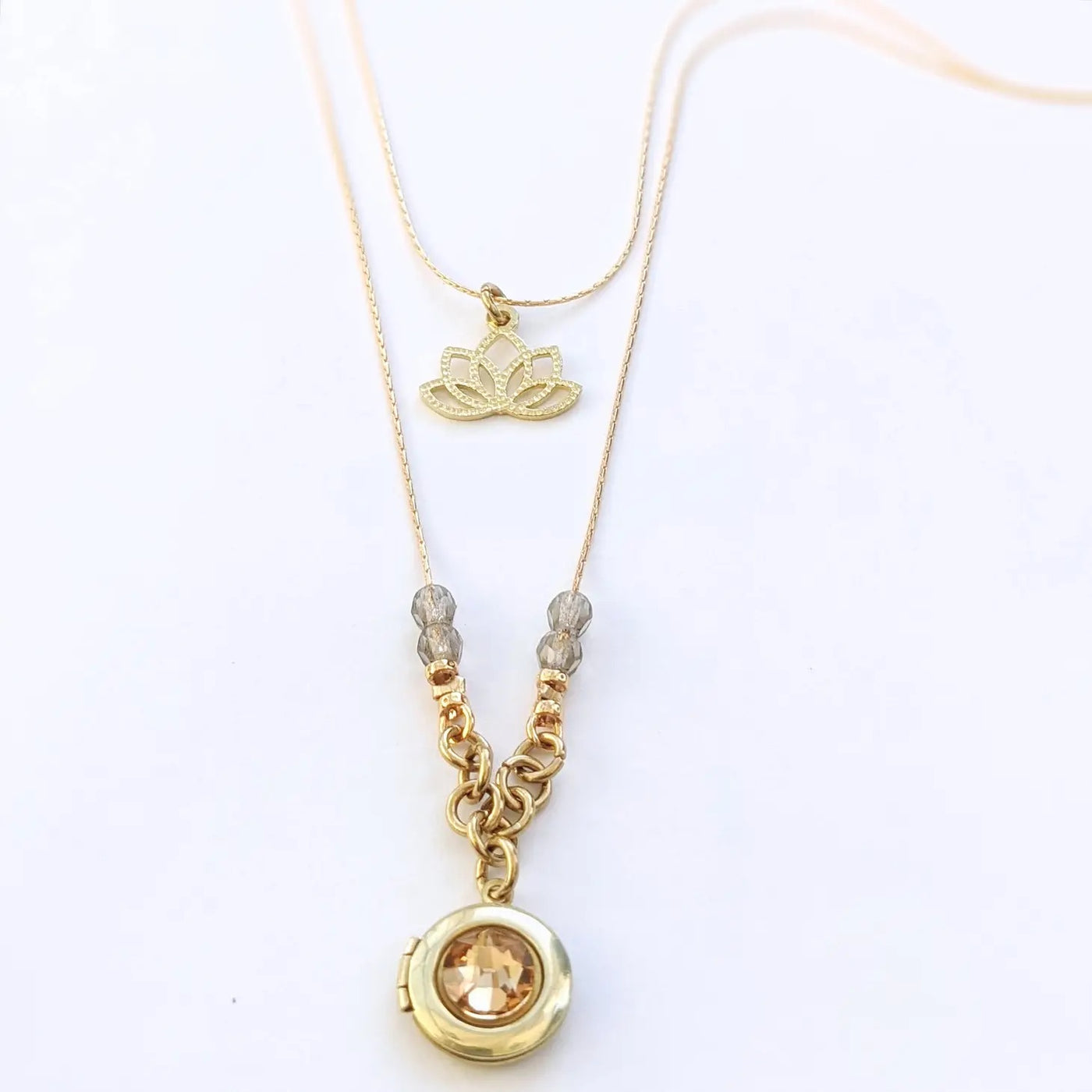 Ginger Lilly 2 strand Layered Locket Necklace