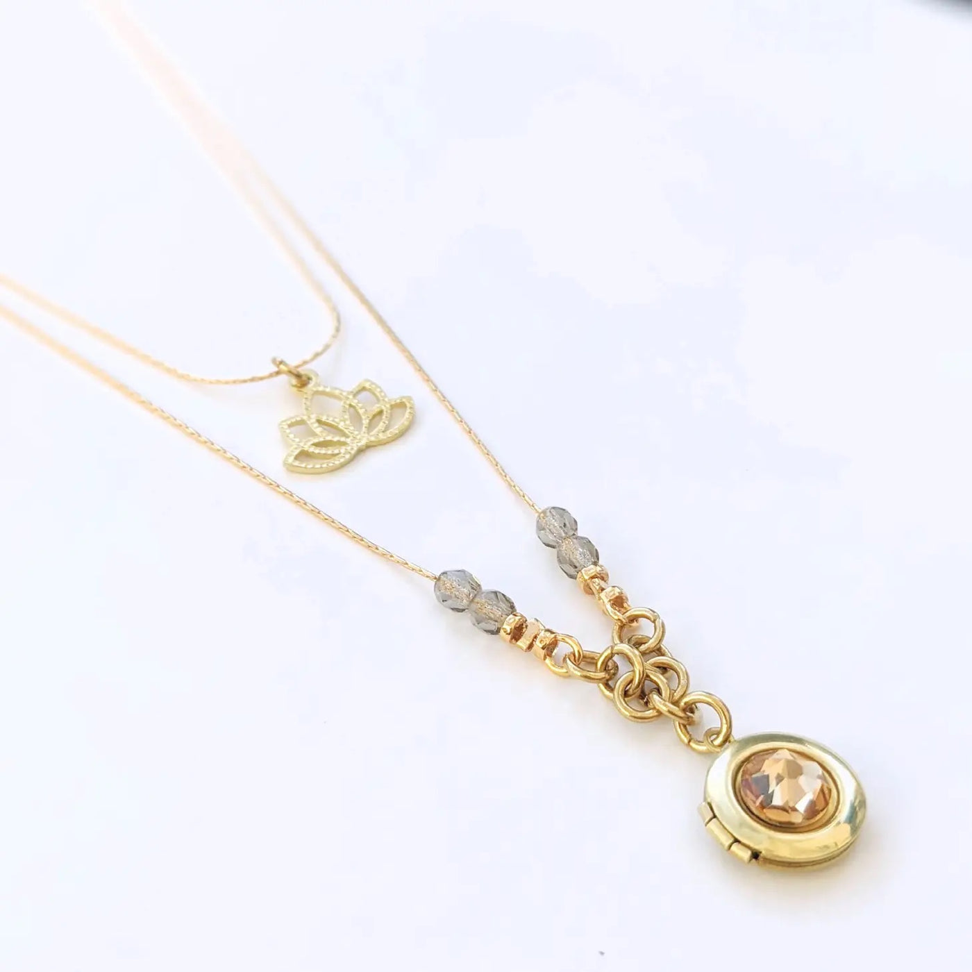 Ginger Lilly 2 strand Layered Locket Necklace