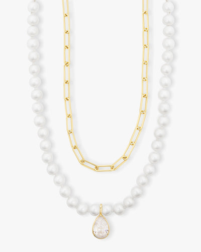 Samantha Half Chain Pearl Necklace | Melinda Maria