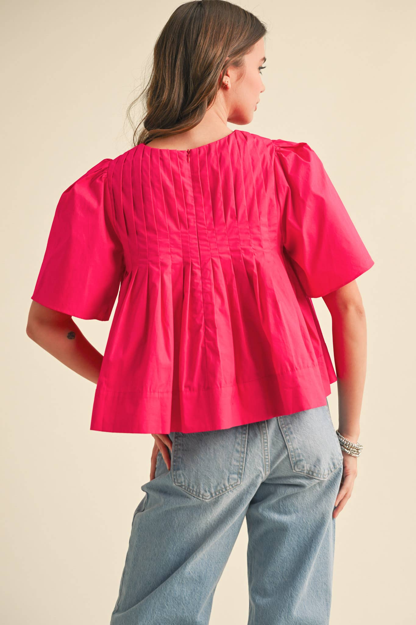 Pleated Baby Doll Top