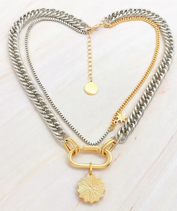  Evil Eye Carabiner Charm Necklace