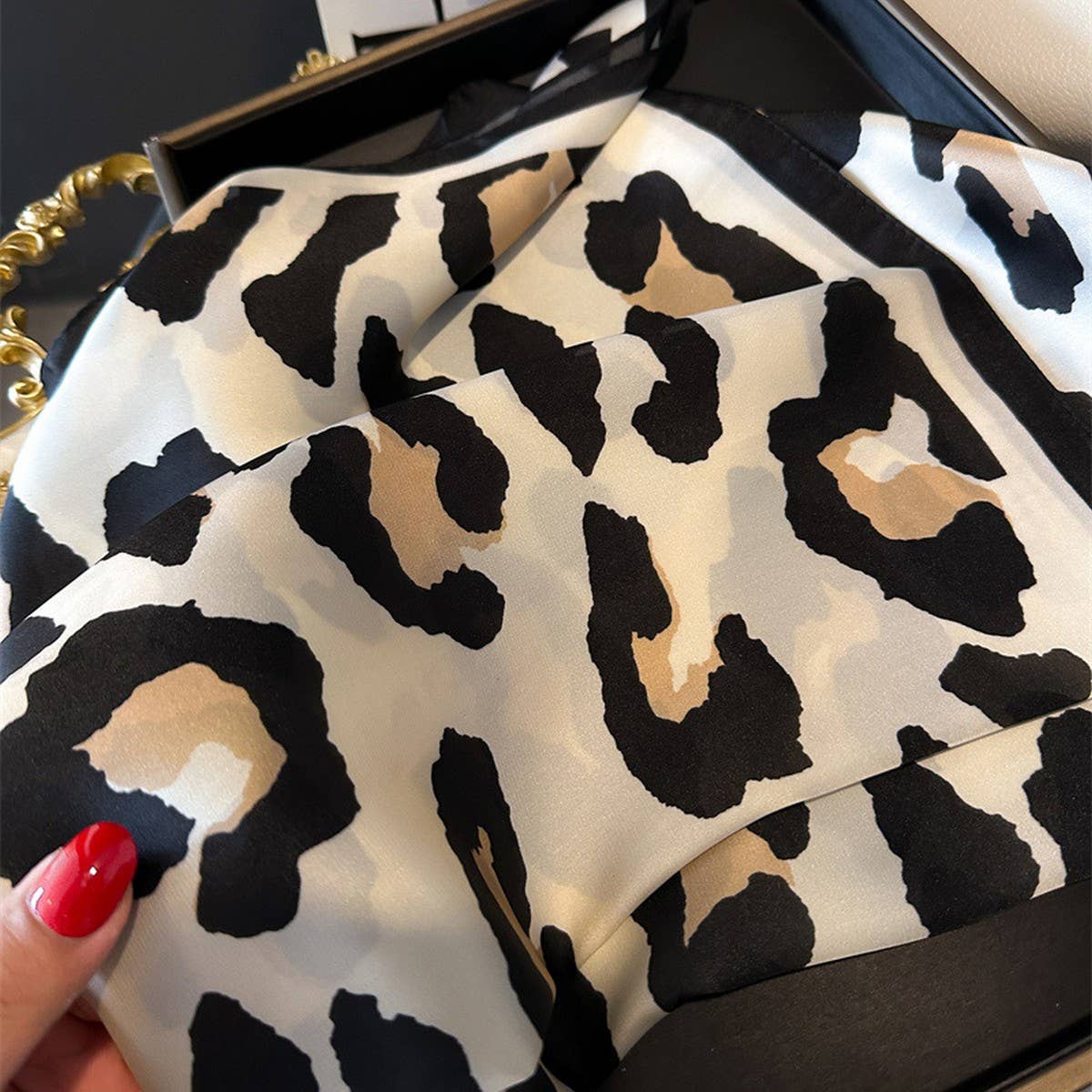 Leopard Print Satin Hair Scarf