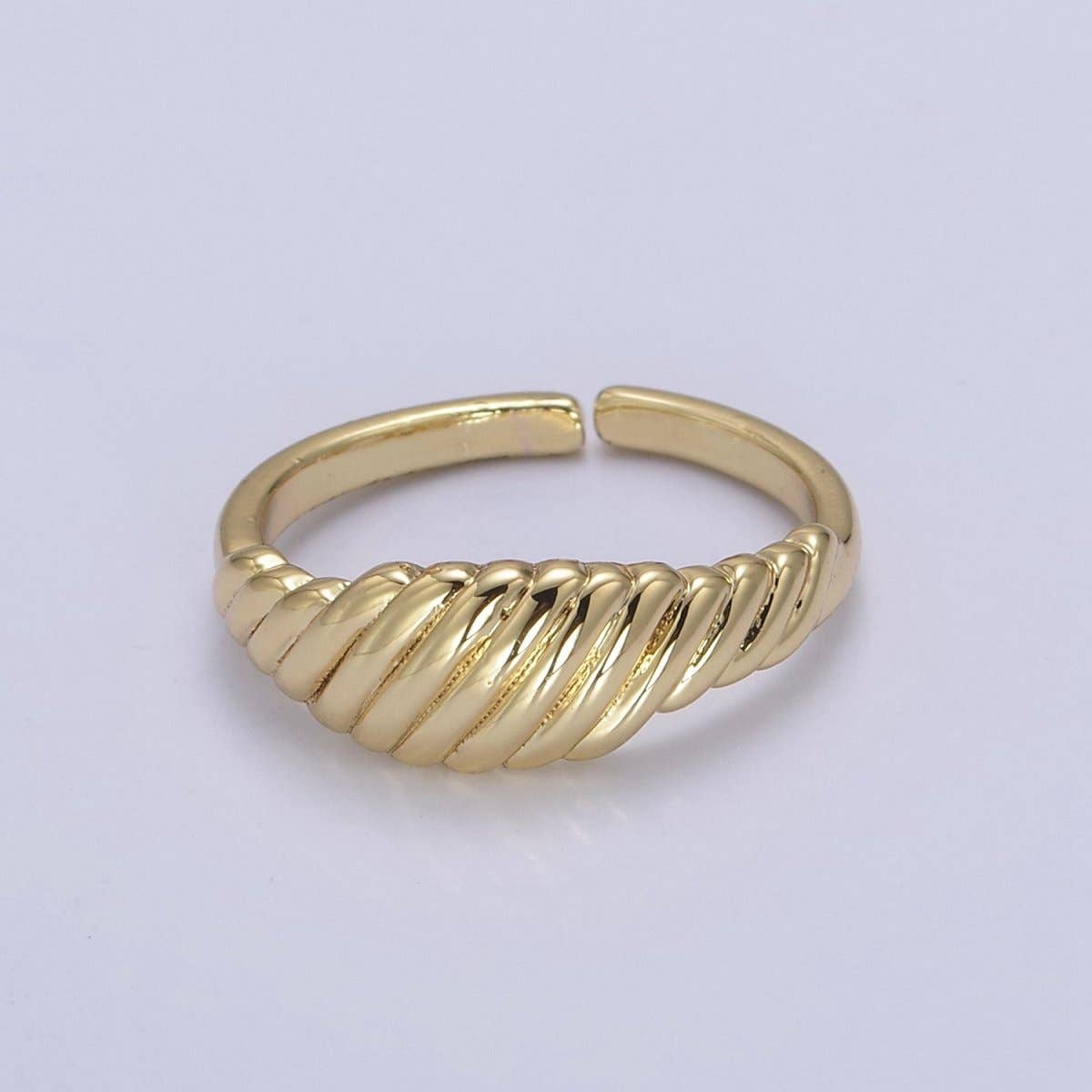 24K Gold Filled Textured Croissant Adjustable Ring