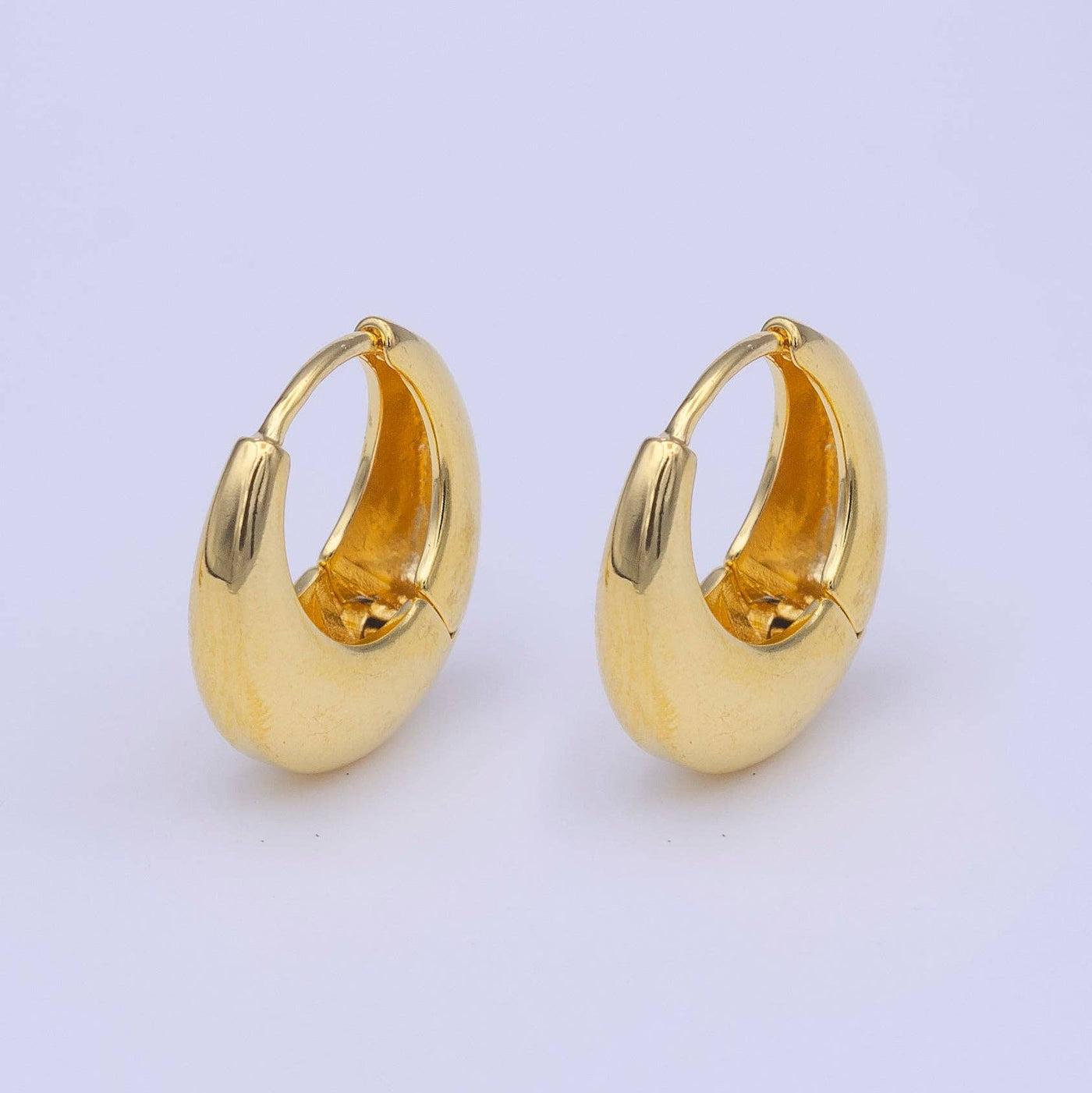 Chubby Dome Minimalist Gold Huggie Hoop Earrings