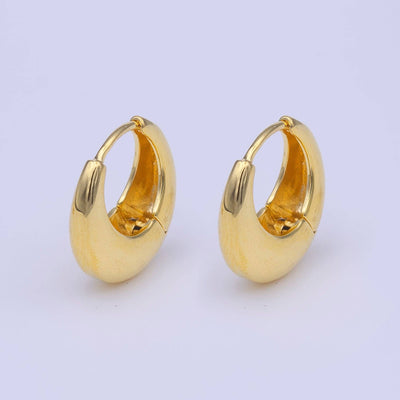 Chubby Dome Minimalist Gold Huggie Hoop Earrings