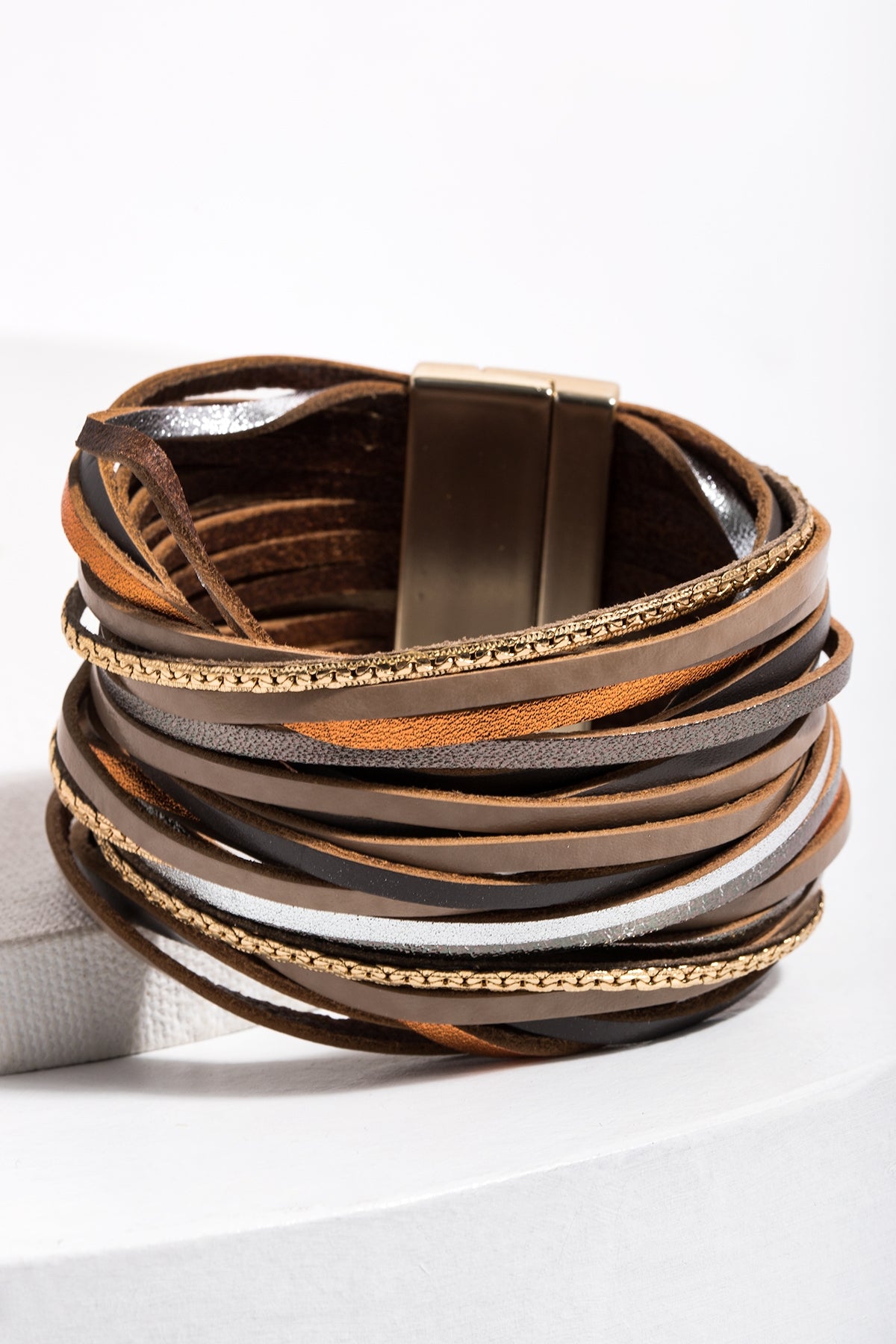 Flexi Stackable Leather On The Line Bracelet