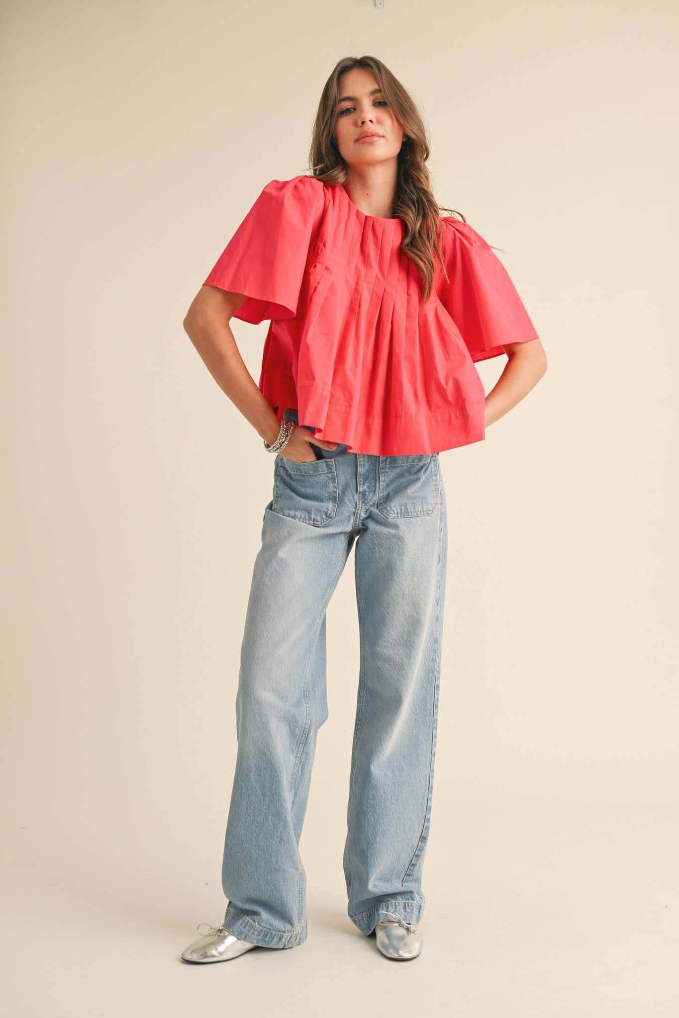 Pleated Baby Doll Top