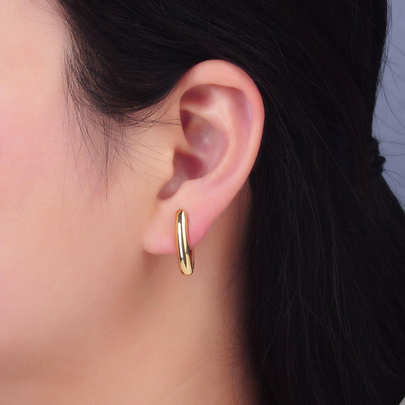 Minimalist Gold Filled Oblong Huggie Earrings