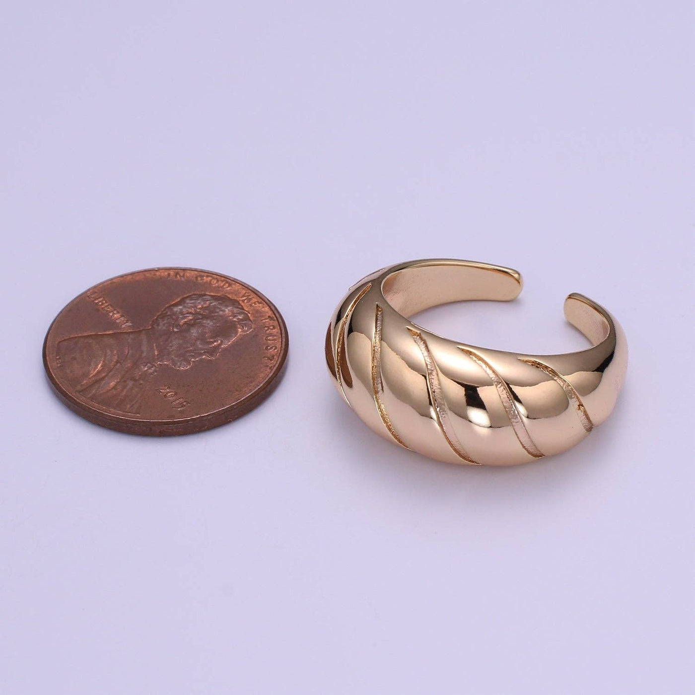18k Gold Filled Croissant Open Adjustable Ring O955