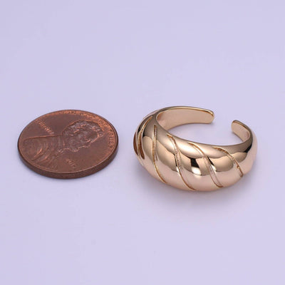 18k Gold Filled Croissant Open Adjustable Ring O955