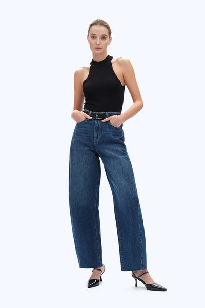 Super High Rise Barrel Jeans | BAYEAS