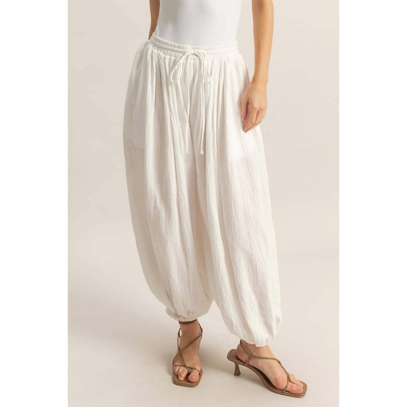 Double Gauze High-Waist Baggy Pants