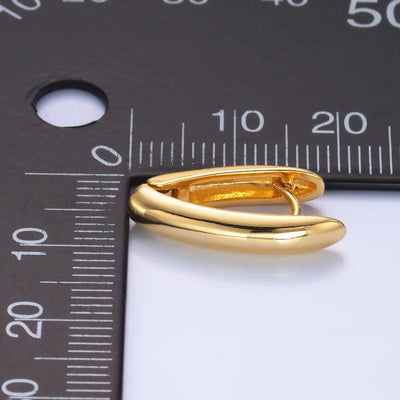 Minimalist Gold Filled Oblong Huggie Earrings