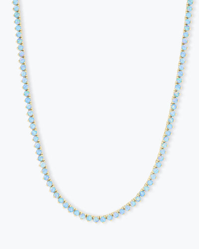 Not Your Basic Blue Opal Tennis Necklace 16"
